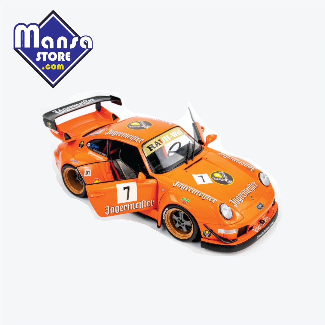 Porsche 911 RWB Jägermeister 2020, escala 1:18 – Personalidade e agressividade!