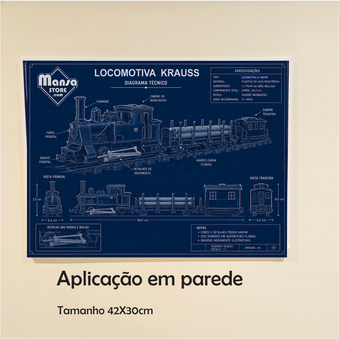 Quadro ou Porta-retrato "Locomotiva Krauss" - Escolha seu formato!