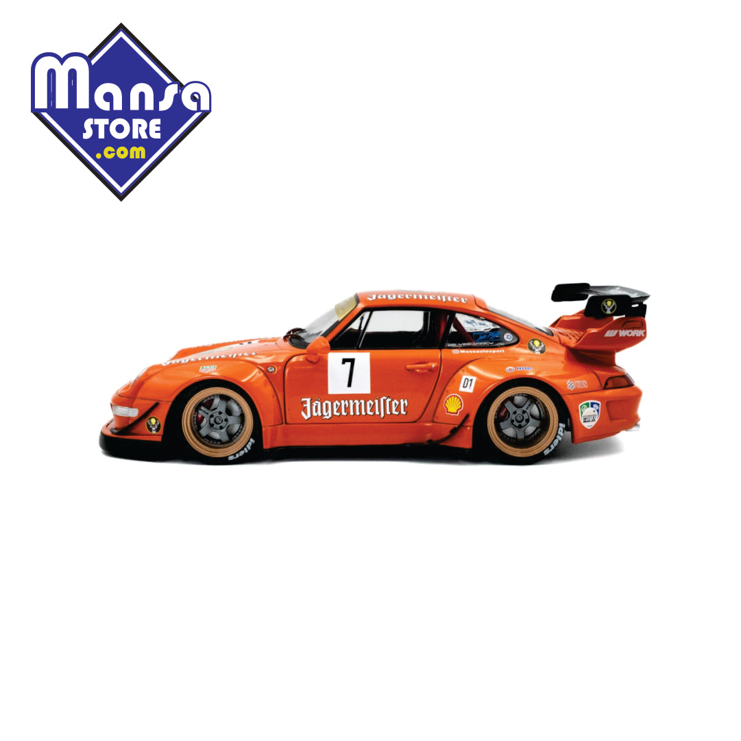 Porsche 911 RWB Jägermeister 2020, escala 1:18 – Personalidade e agressividade!