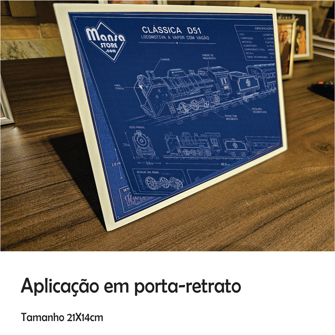 Quadro ou Porta-retrato "Maria Fumaça" - São dois formatos disponíveis!