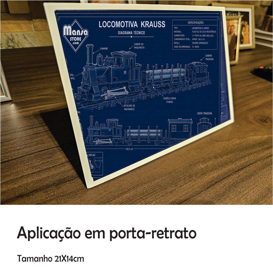 Quadro ou Porta-retrato "Locomotiva Krauss" - Escolha seu formato!