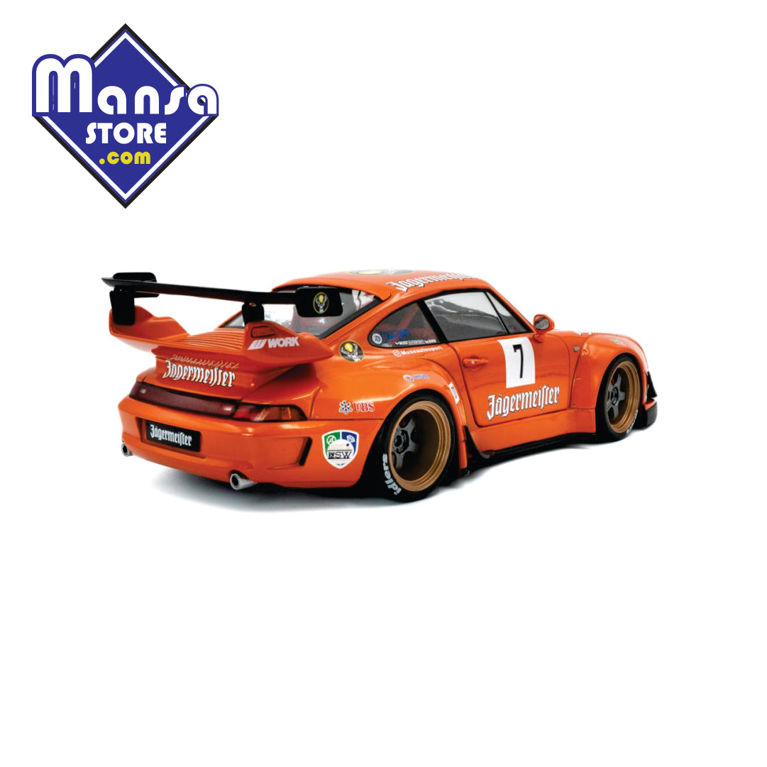 Porsche 911 RWB Jägermeister 2020, escala 1:18 – Personalidade e agressividade!