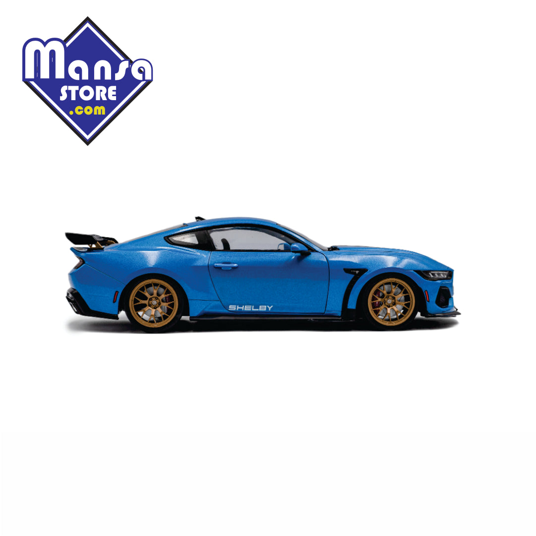 Shelby Mustang Super Snake 2025 Azul, escala 1:18 – Miniatura Premium em Metal com Portas Funcionais!