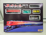 Carregar imagem no visualizador da galeria, Tomy Super Rail Black locomotiva ED75 vermelha vagão box verde Ferrorama
