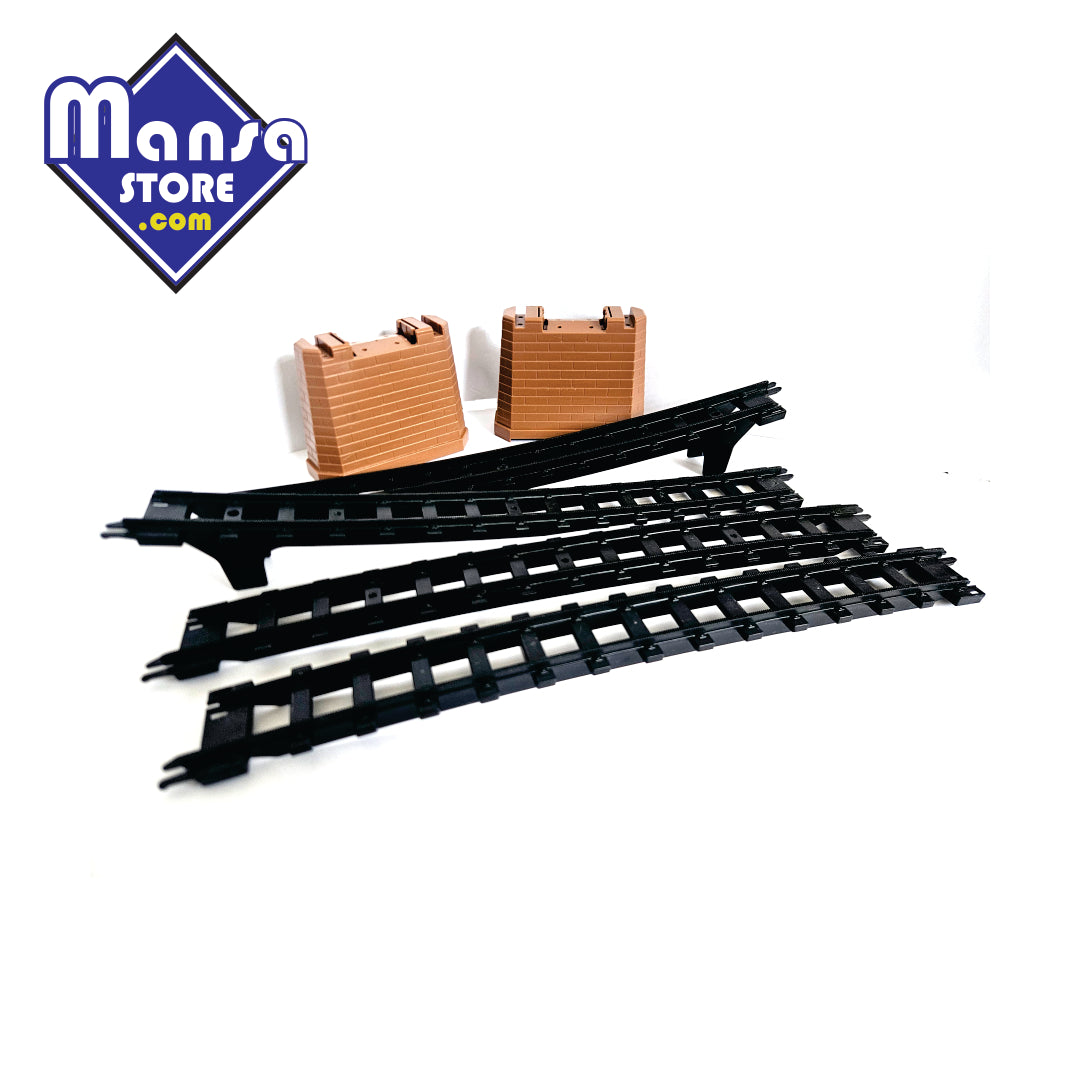 Kit de trilhos "Aclive e Declive" com 2 pilares Tomy Super Rail Black Ferrorama