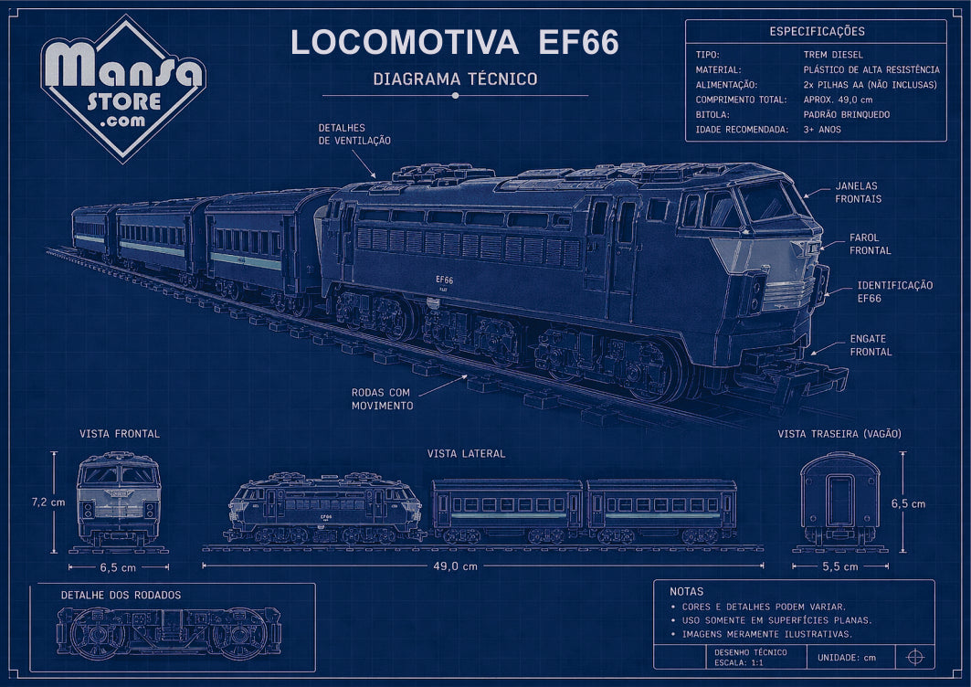 Quadro ou Porta-retrato "EF66 - Locomotiva Elétricas" - Escolha seu formato!