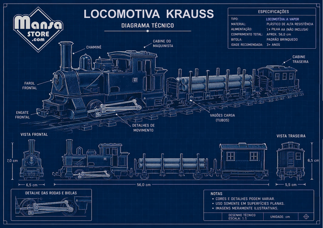 Quadro ou Porta-retrato "Locomotiva Krauss" - Escolha seu formato!