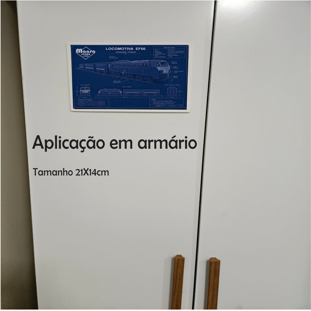 Quadro ou Porta-retrato "EF66 - Locomotiva Elétricas" - Escolha seu formato!