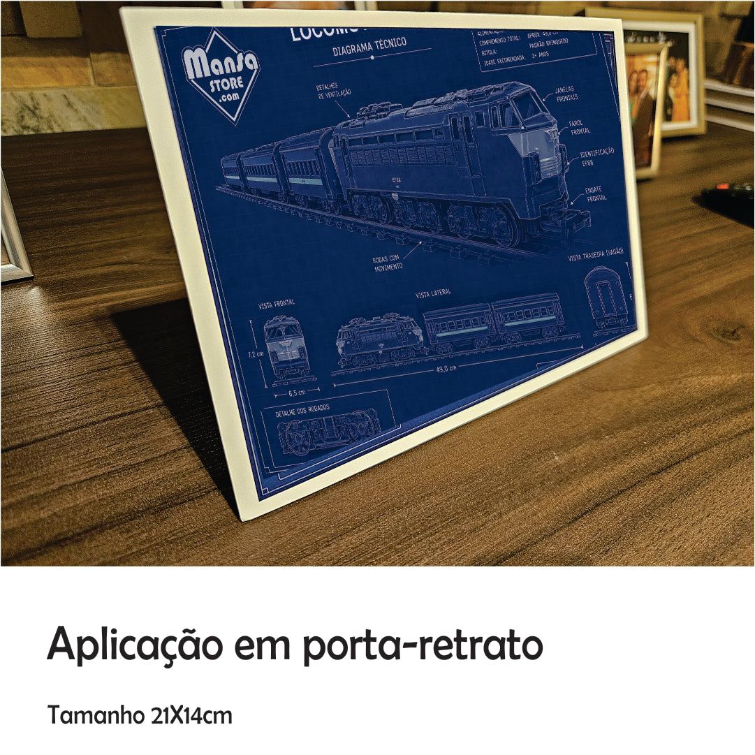 Quadro ou Porta-retrato "EF66 - Locomotiva Elétricas" - Escolha seu formato!