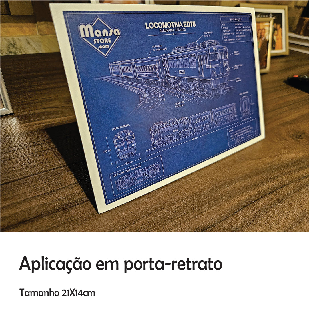 Quadro ou Porta-retrato "ED75 - Locomotiva Elétricas" - Escolha seu formato!